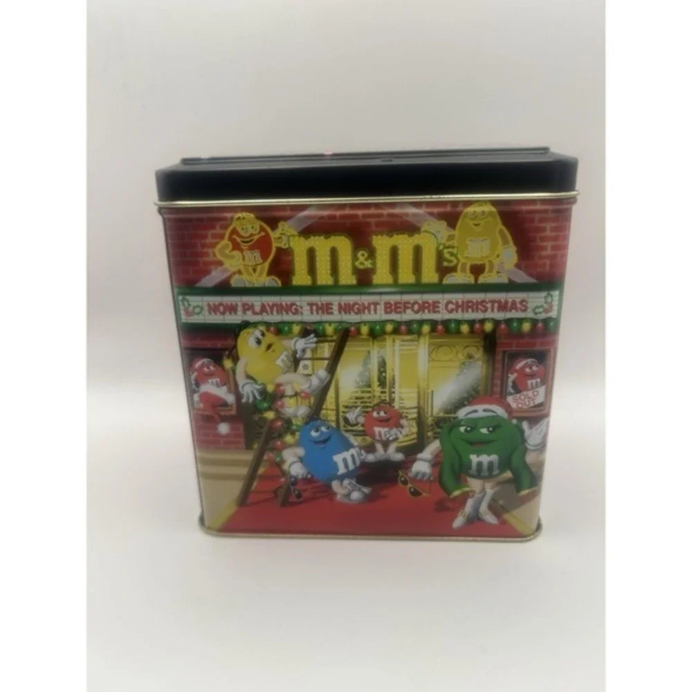2-PC‎ M&Ms Brand Christmas Village Metal Tin Canisters Limited Edition